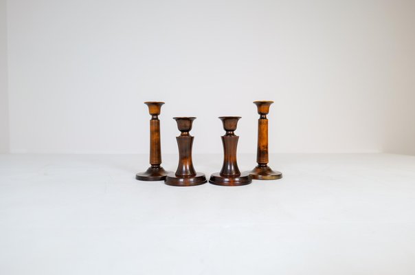 Mid-Century Birch Candlesticks by Carl Malmsten, Sweden, 1960s, Set of 4-UYK-1294003