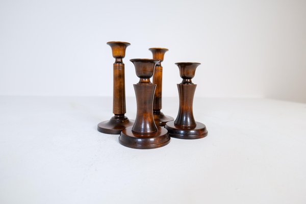 Mid-Century Birch Candlesticks by Carl Malmsten, Sweden, 1960s, Set of 4-UYK-1294003