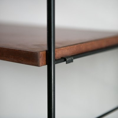 Mid-Century Black and Brown Iron & Veneer Shelf-NZV-1279384