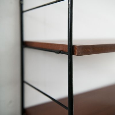 Mid-Century Black and Brown Iron & Veneer Shelf-NZV-1279384