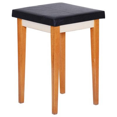 Mid-Century Black Beech Stool, 1950s-WHY-731033