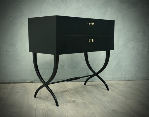 Mid-Century Black Commode with Brass Keys, 1970s-UH-1801329