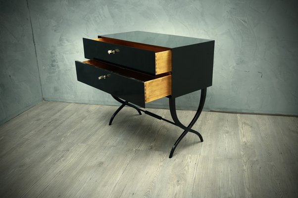 Mid-Century Black Commode with Brass Keys, 1970s-UH-1801329