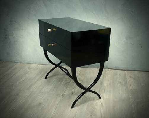 Mid-Century Black Commode with Brass Keys, 1970s-UH-1801329