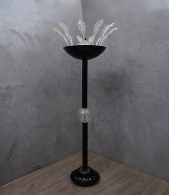 Mid-Century Black Glss Floor Lamp, 1940s-UH-668977