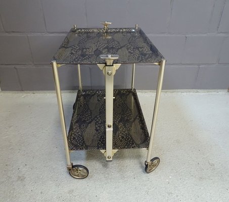 Mid-Century Black Gold Folding Trolley and Serving Tray Set from Textable-POM-737424