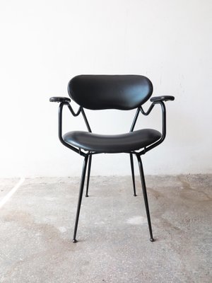 Mid-Century Black Painted Iron Frame and Black Skai Armchair by Gastone Rinaldi, 1950s-GGK-1804585