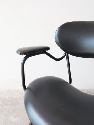 Mid-Century Black Painted Iron Frame and Black Skai Armchair by Gastone Rinaldi, 1950s-GGK-1804585