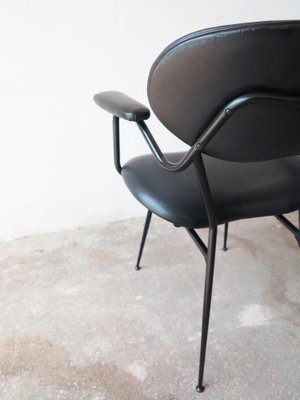 Mid-Century Black Painted Iron Frame and Black Skai Armchair by Gastone Rinaldi, 1950s-GGK-1804585