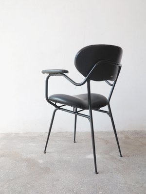 Mid-Century Black Painted Iron Frame and Black Skai Armchair by Gastone Rinaldi, 1950s-GGK-1804585