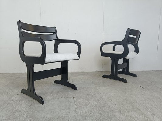 Mid-Century Black Wooden Dining Chairs, 1970s, Set of 4-IRH-1721885