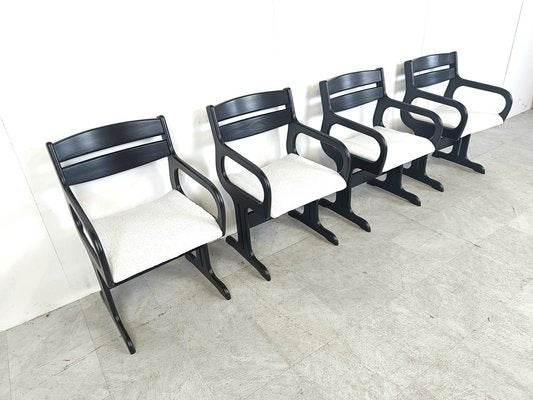 Mid-Century Black Wooden Dining Chairs, 1970s, Set of 4-IRH-1721885