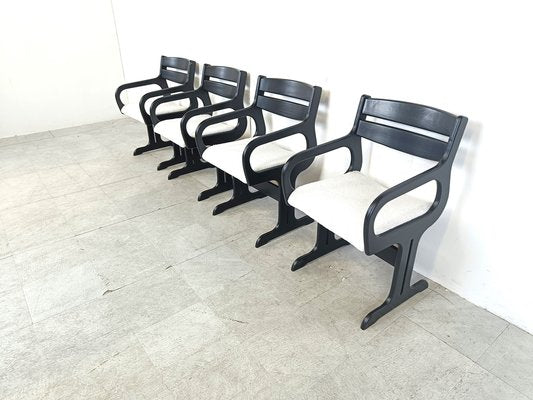 Mid-Century Black Wooden Dining Chairs, 1970s, Set of 4-IRH-1721885