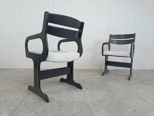 Mid-Century Black Wooden Dining Chairs, 1970s, Set of 4-IRH-1721885