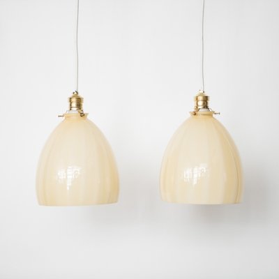 Mid-Century Blonde Colored Glass Ceiling Lamps, Set of 2-NZV-1279389