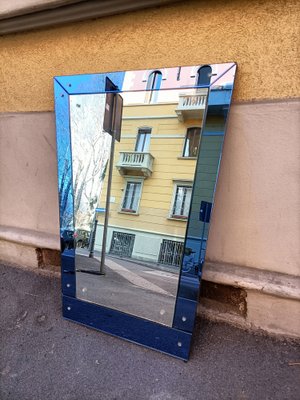 Mid-Century Blu Glass Geometric Mirror, 1950s From Fontana Arte-OHK-1220244