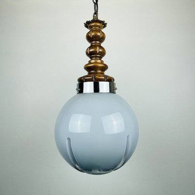 Mid-Century Blue and Grey Murano Pendant Lamp from Mazzega, Italy, 1970s-WQC-957615