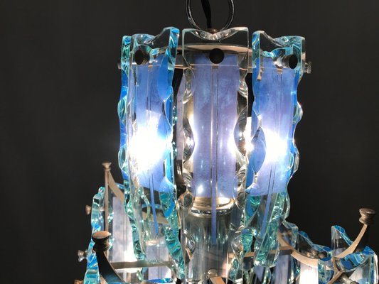 Mid-Century Blue Glass Ceiling Lamp, 1970s-JJC-669738