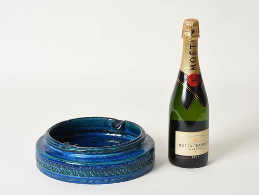 Mid-Century Blue Glazed Ceramic Ashtray by Aldo Londi for Bitossi, Italy, 1960s-JDR-1126089