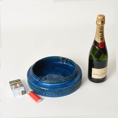 Mid-Century Blue Glazed Ceramic Ashtray by Aldo Londi for Bitossi, Italy, 1960s-JDR-1126089