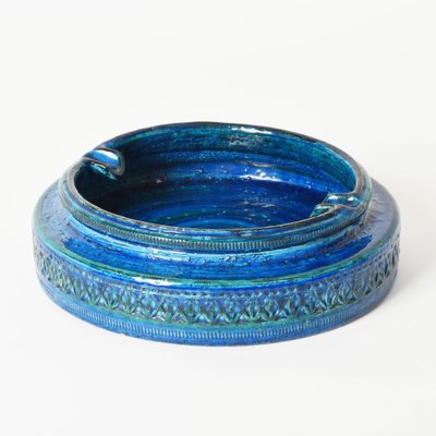 Mid-Century Blue Glazed Ceramic Ashtray by Aldo Londi for Bitossi, Italy, 1960s-JDR-1126089