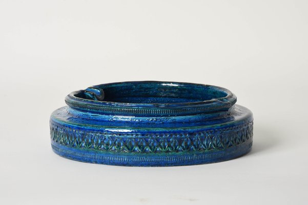 Mid-Century Blue Glazed Ceramic Ashtray by Aldo Londi for Bitossi, Italy, 1960s-JDR-1126089