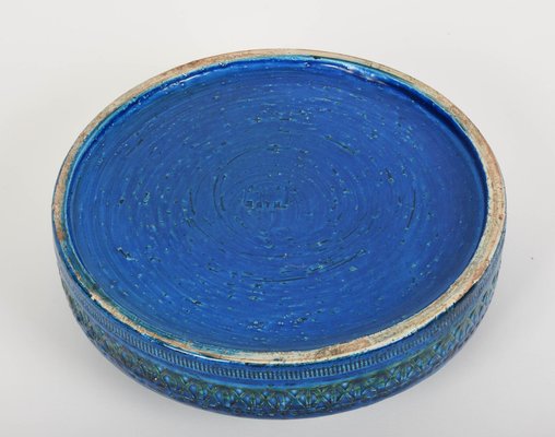 Mid-Century Blue Glazed Ceramic Ashtray by Aldo Londi for Bitossi, Italy, 1960s-JDR-1126089