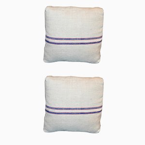 Mid-Century Blue Striped Pillows, Set of 2-OXJ-628630