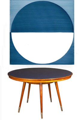 Mid-Century Blue Top Dining or Center Table-MBH-1031739