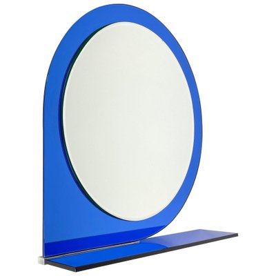 Mid-Century Blue Wall Mirror & Shelf by Sena Cristal, 1970s-LYQ-1274913