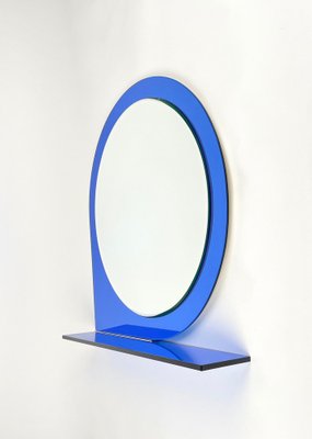 Mid-Century Blue Wall Mirror & Shelf by Sena Cristal, 1970s-LYQ-1274913