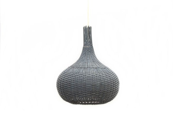 Mid-Century Blue Wicker Pendant Light-DUM-1336716