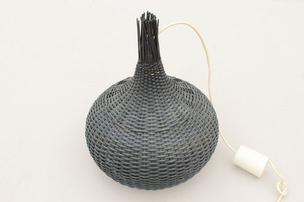 Mid-Century Blue Wicker Pendant Light-DUM-1336716