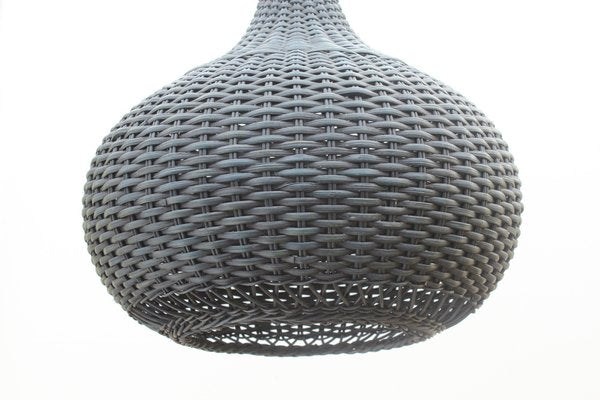 Mid-Century Blue Wicker Pendant Light-DUM-1336716