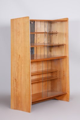 Mid-Century Bookcase in Ash & Glass, Czech, 1950s-WHY-1777972