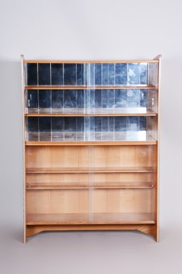 Mid-Century Bookcase in Ash & Glass, Czech, 1950s-WHY-1777972