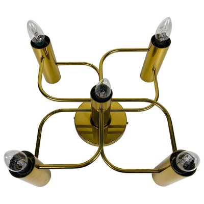 Mid-Century Brass 5-Arm Flush Mount from Leola, 1960s-PUK-973388