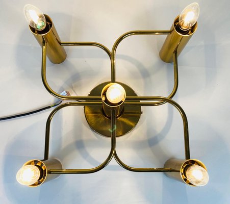 Mid-Century Brass 5-Arm Flush Mount from Leola, 1960s-PUK-973388