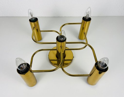 Mid-Century Brass 5-Arm Flush Mount from Leola, 1960s-PUK-973388