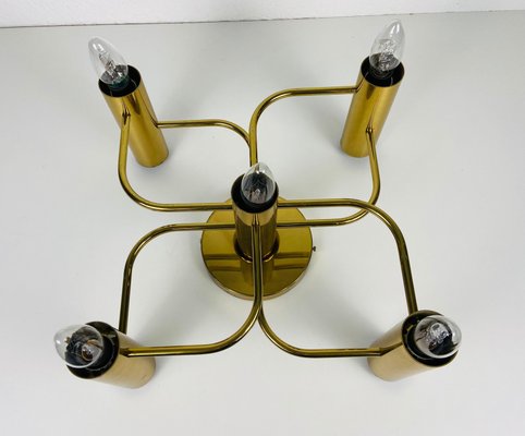 Mid-Century Brass 5-Arm Flush Mount from Leola, 1960s-PUK-973388