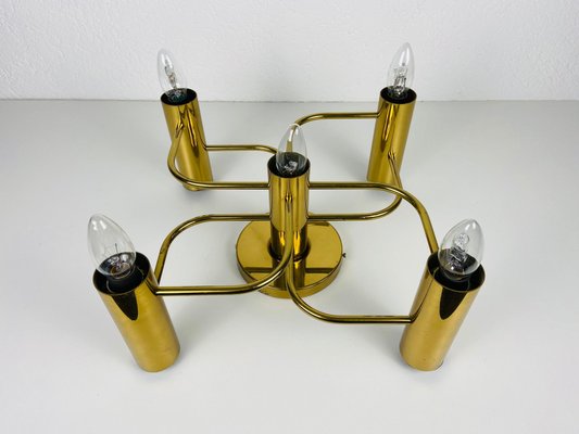 Mid-Century Brass 5-Arm Flush Mount from Leola, 1960s-PUK-973388