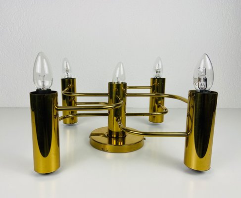 Mid-Century Brass 5-Arm Flush Mount from Leola, 1960s-PUK-973388