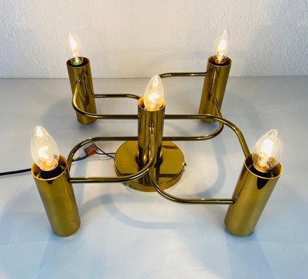 Mid-Century Brass 5-Arm Flush Mount from Leola, 1960s-PUK-973388