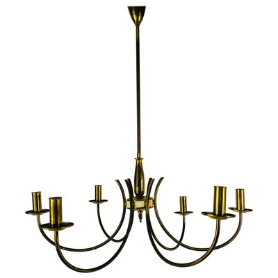 Mid-Century Brass 6-Arm Sputnik Chandelier, 1960s-PUK-690063