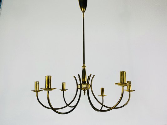 Mid-Century Brass 6-Arm Sputnik Chandelier, 1960s-PUK-690063