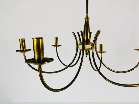 Mid-Century Brass 6-Arm Sputnik Chandelier, 1960s-PUK-690063