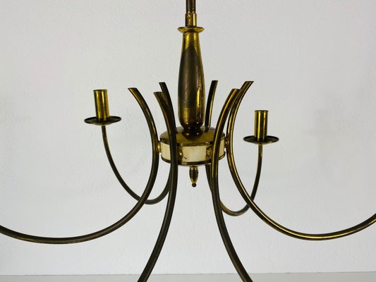 Mid-Century Brass 6-Arm Sputnik Chandelier, 1960s-PUK-690063