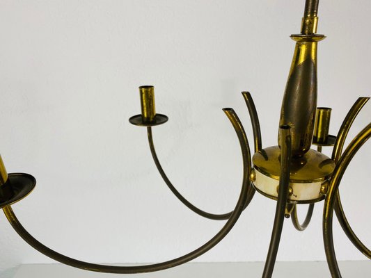 Mid-Century Brass 6-Arm Sputnik Chandelier, 1960s-PUK-690063