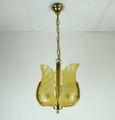 Mid-Century Brass Amber Glass Pendant Lamp by Carl Fagerlund, 1960s-FH-1357974