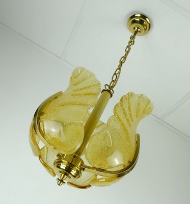 Mid-Century Brass Amber Glass Pendant Lamp by Carl Fagerlund, 1960s-FH-1357974